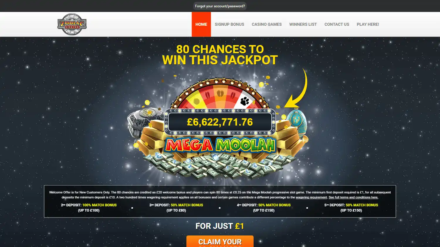 Zodiac Casino UK screenshot 1