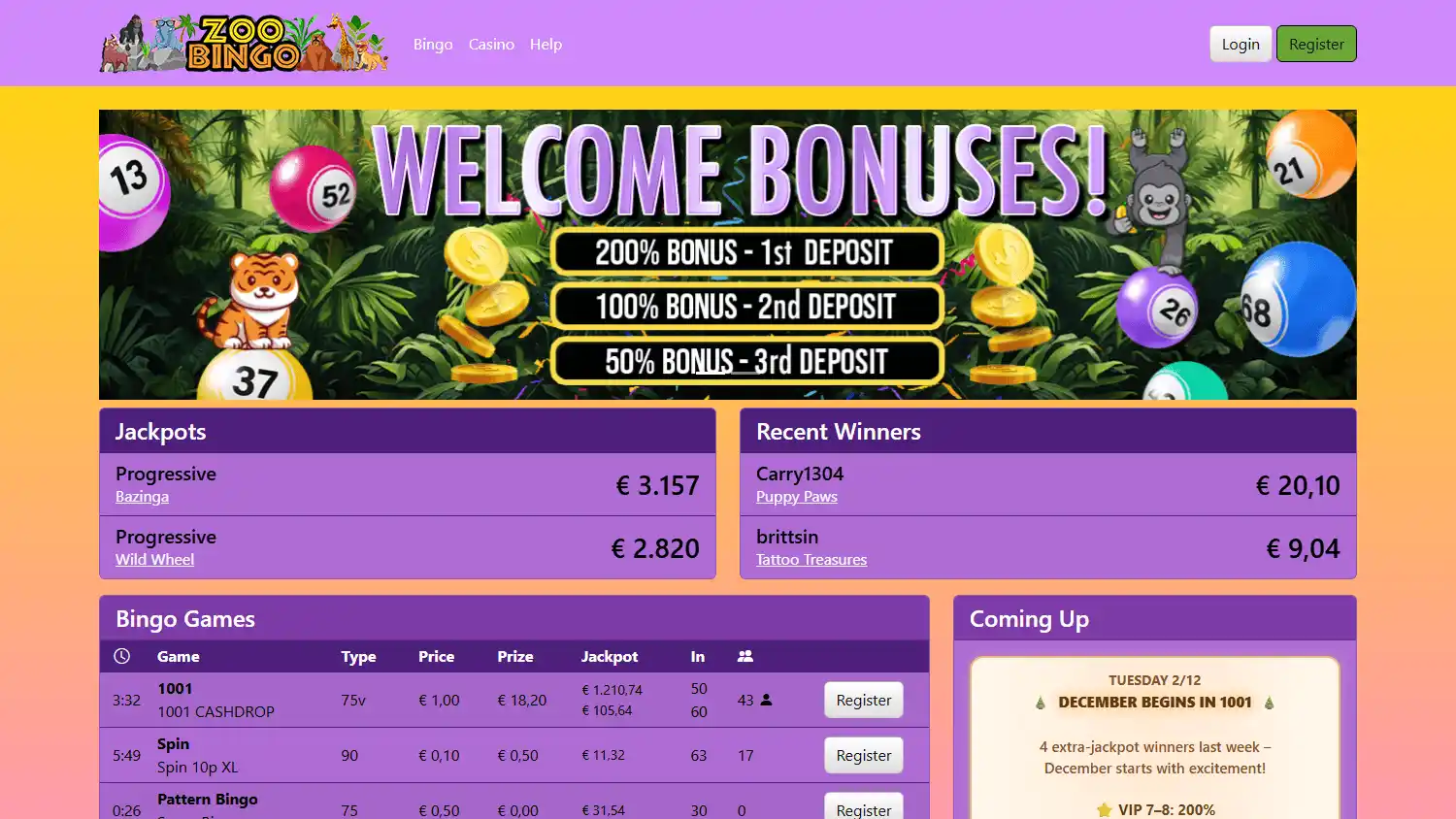 ZooBingo Casino screenshot 1
