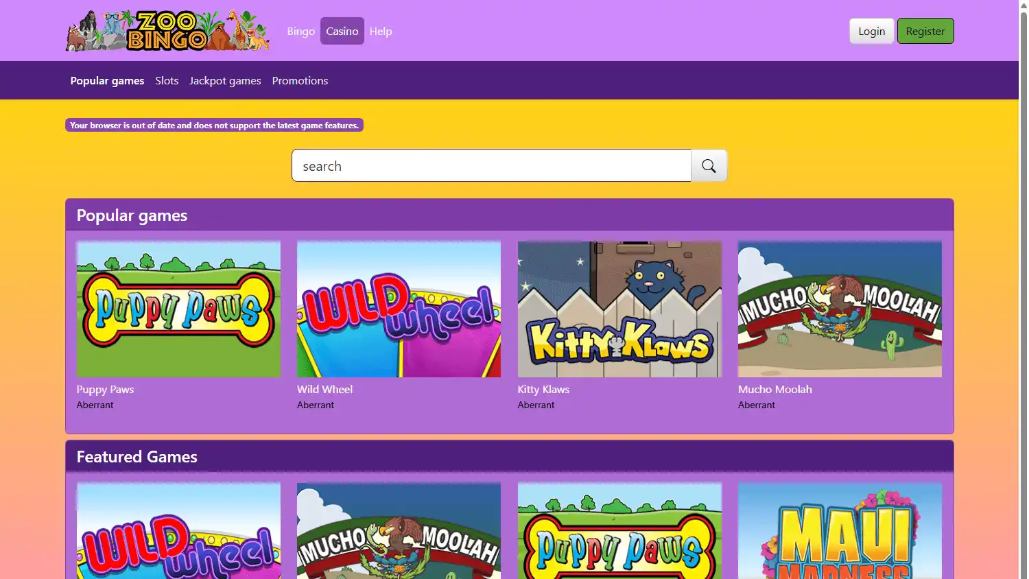 ZooBingo Casino screenshot 2