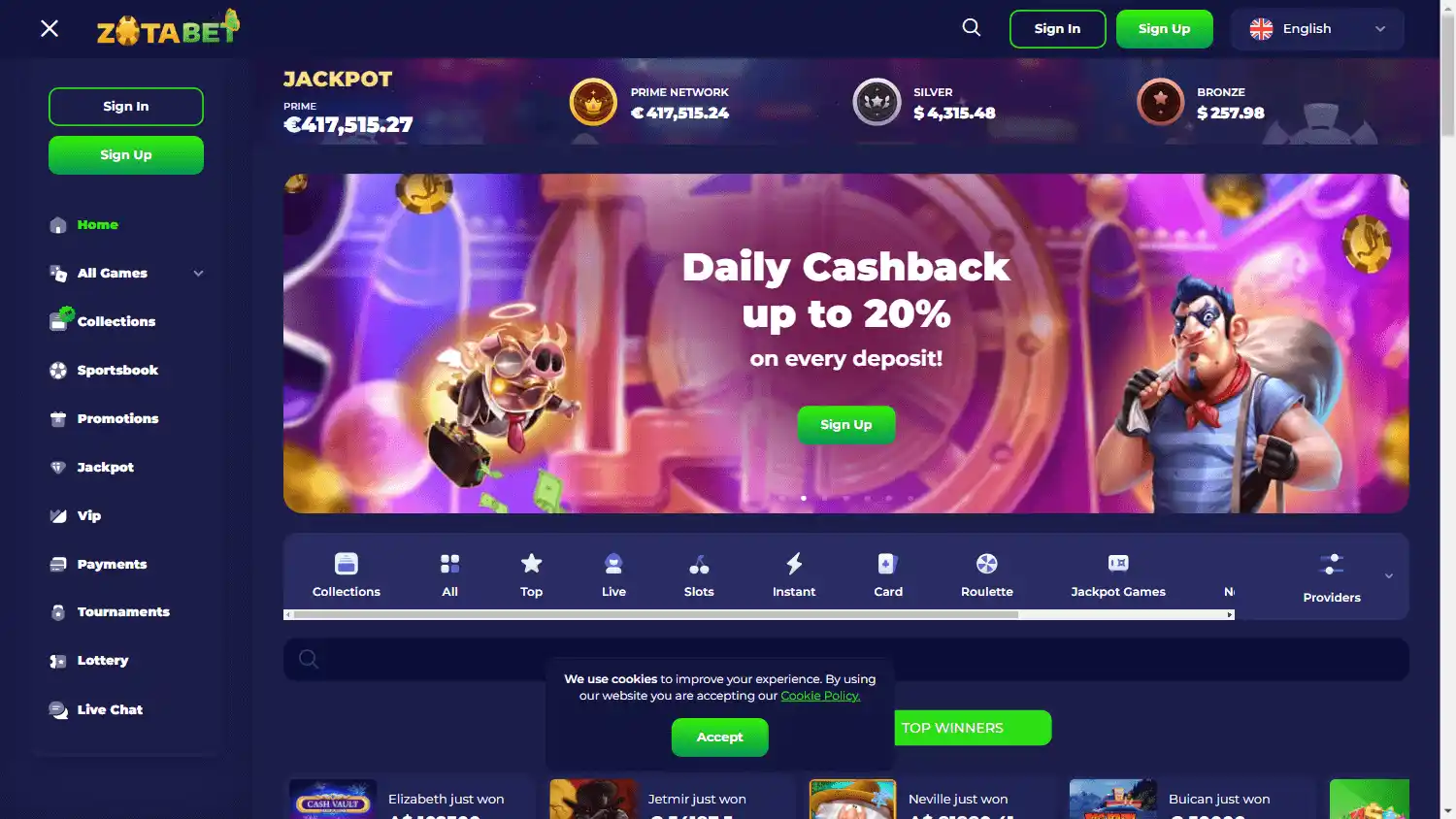 ZotaBet Casino screenshot 1